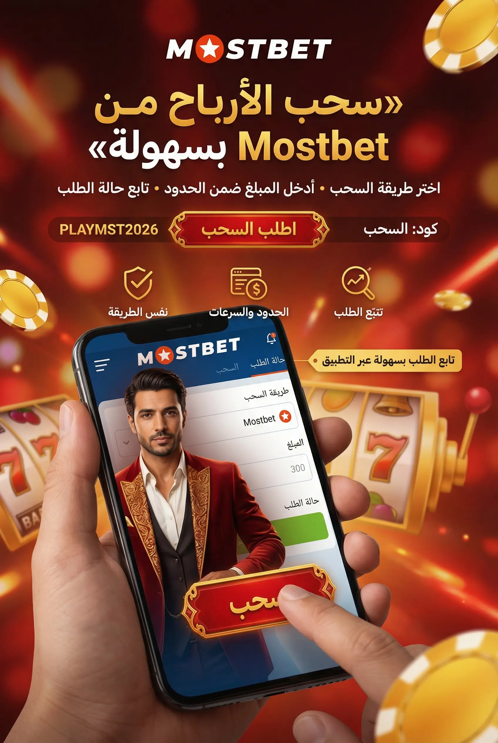 صورة توضيحية لسحب الأرباح من Mostbet مصر
