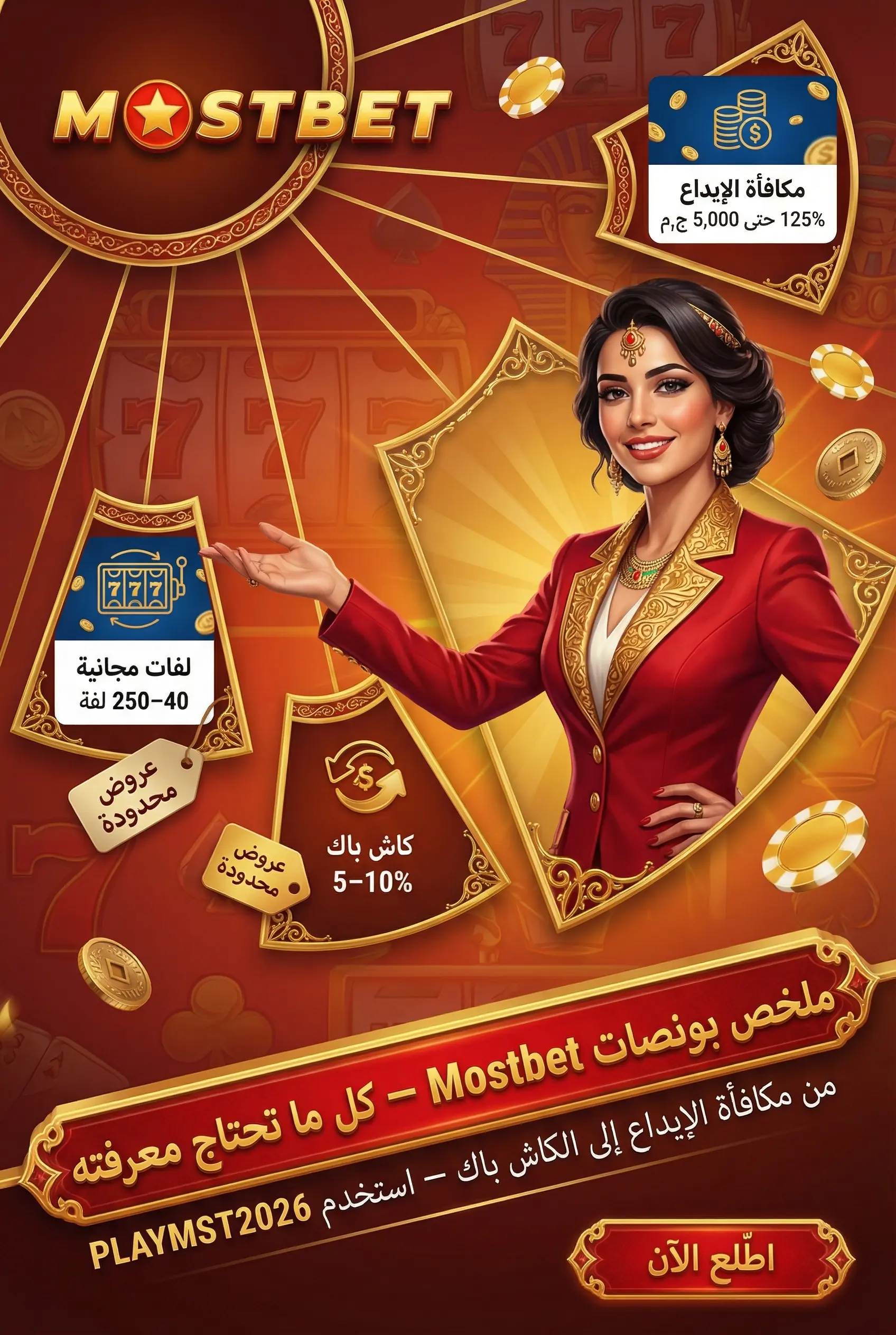 صورة تلخص بونصات وأكواد Mostbet