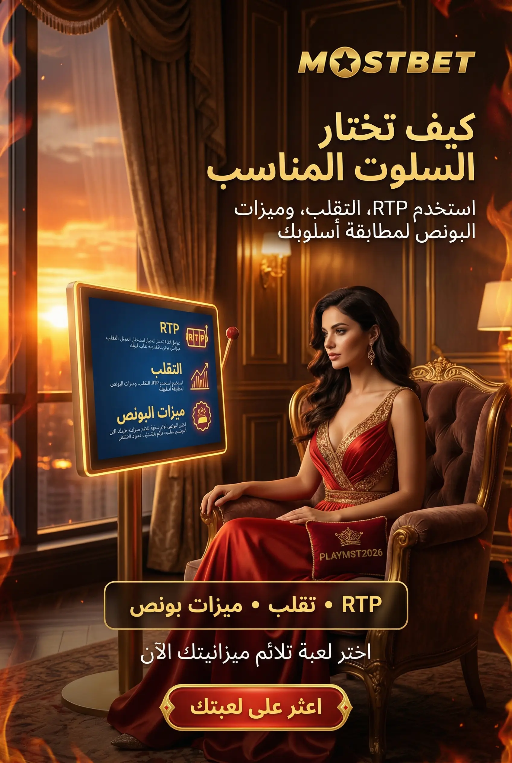 اختيار السلوت حسب RTP والتقلب والبونصات